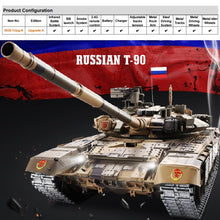 Load image into Gallery viewer, 1/16 Russian T90 RC Main Battle WW2 Tank